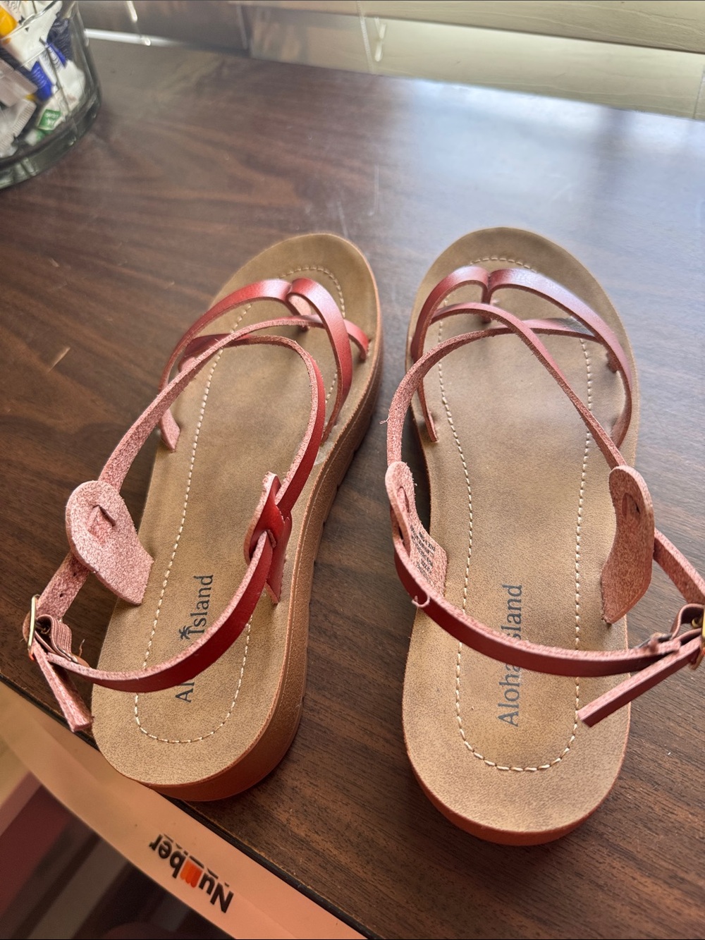 Aloha Island Women's Red Strappy Sandals